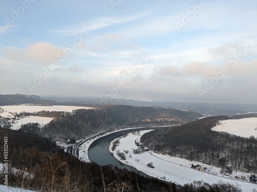 winter landscape with mountains and river  © Yelizaveta