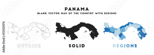 Panama map. Borders of Panama for your infographic. Vector country shape. Vector illustration.