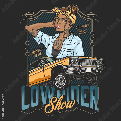 Car lowriding show poster colorful