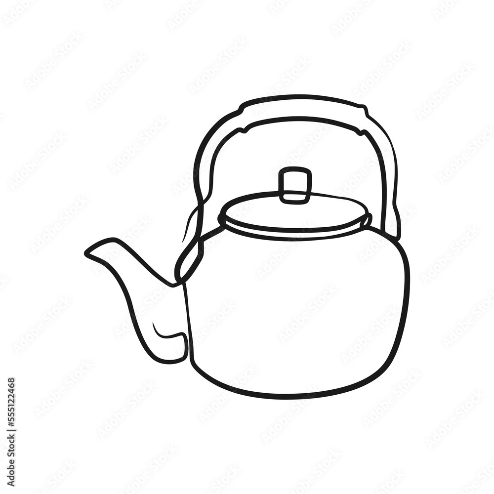 Continuous line drawing tea pot. Teapot in continuous line art drawing style Continuous line drawing tea pot. Teapot in continuous line art drawing style