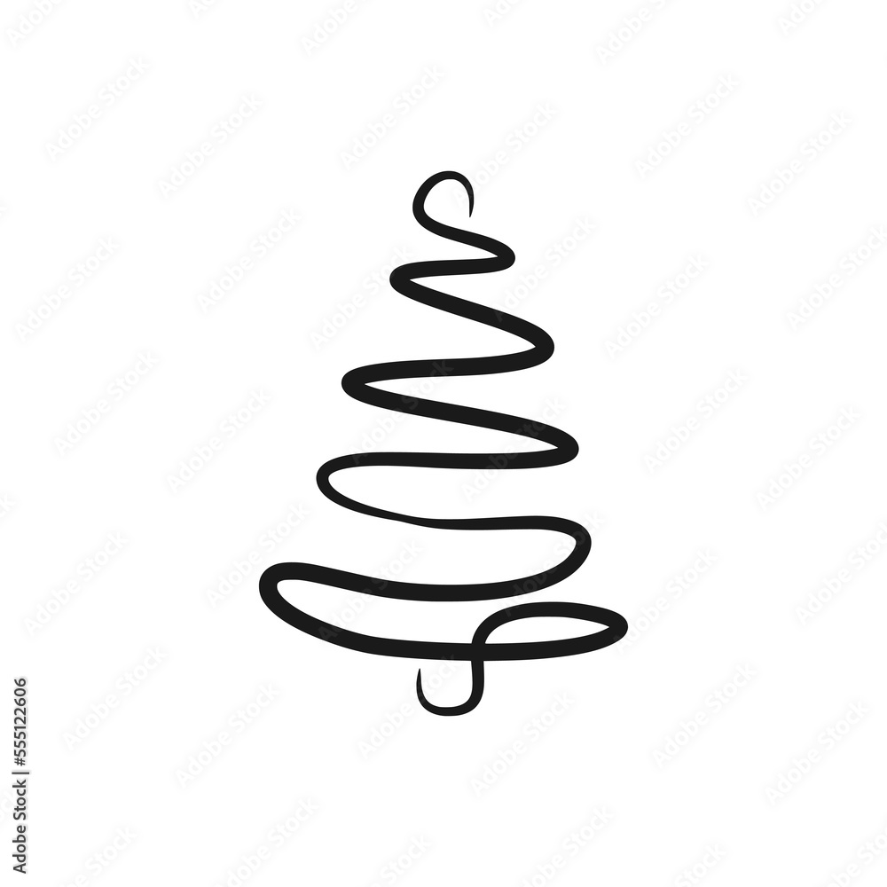 Continuous line drawing Christmas tree, Xmas tree one line drawing Continuous line drawing Christmas tree, Xmas tree one line drawing