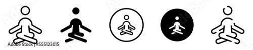 Conjunto de iconos de meditación. Persona meditando. Concepto de relajación, salud, bienestar personal. Ilustración vectorial