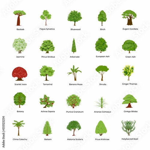 Pack of Trees Flat Icons 

