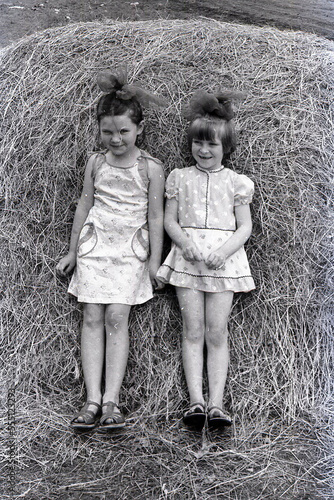 old scanned black and white photo from the family archive, child