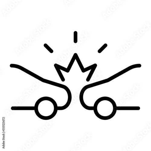 Icono de colisión frontal de vehículos. Choque, impacto frontal del automóvil. Ilustración vectorial