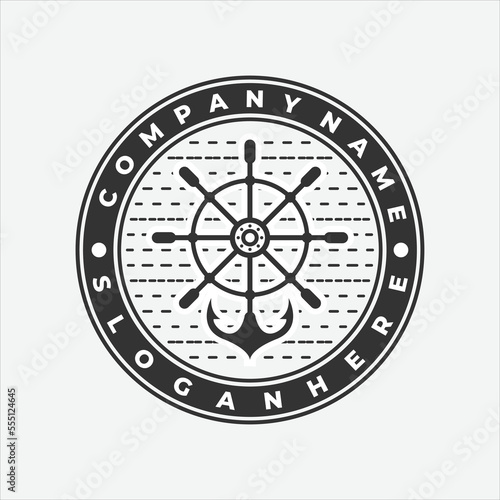 Vintage ship vector logo design template icon