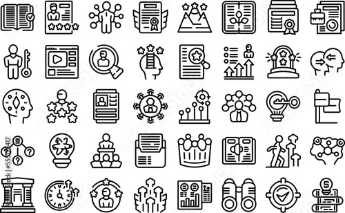 Skill development icons set outline vector. Change business. New transform