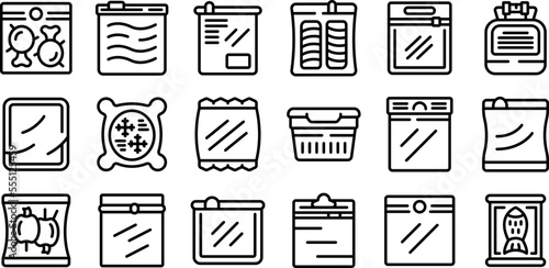 Hermetic bag icons set outline vector. Air bag. Sealed plastic