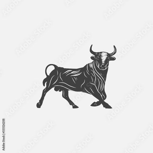 Bull design vector illustration with background. Logos, Symbols. T-shirt logo design