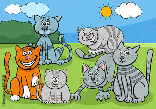 cartoon cats and kittens animal characters group