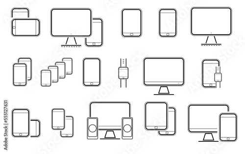 Device icon. Electronic and devices line icons set