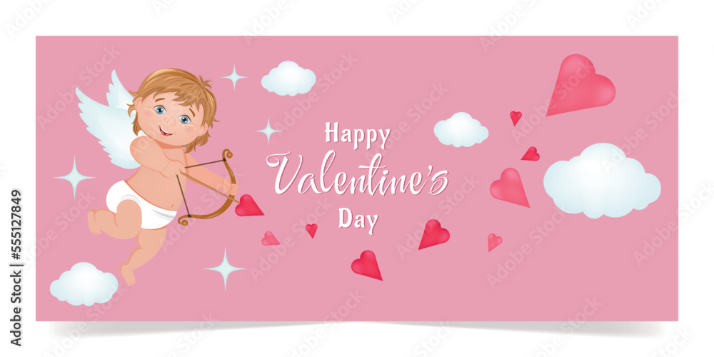 Cupid. Cute vector illustration for postcard, poster, banner, cover, packaging, advertising