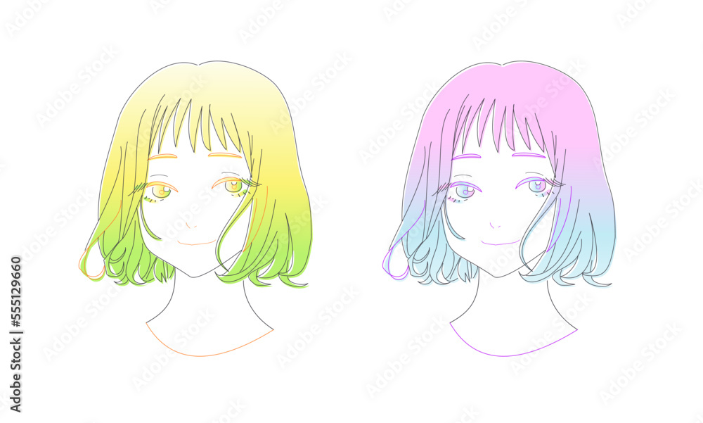 インナーカラー風女性のイラスト