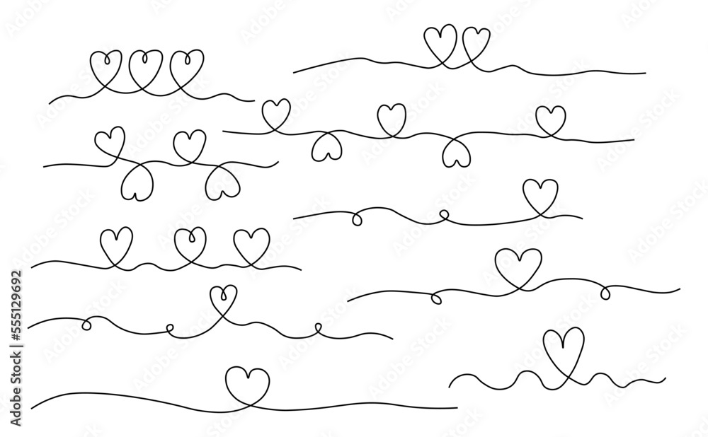 One line hearts vector collection, Love hearts illustration, One line minimalist vector, valentines day illustration, Hearts vector set One line hearts vector collection, Love hearts illustration, One line minimalist vector, valentines day illustration, Hearts vector set