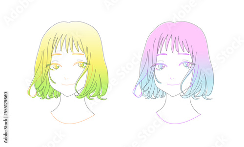 インナーカラー風女性のイラスト