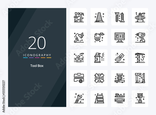 20 Tools Outline icon for presentation. Vector Line icons illustration photo