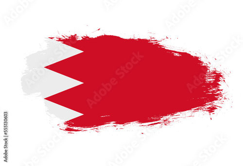 Flag of bahrain on white stroke brush background