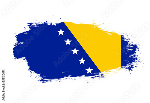 Flag of bosnia and herzegovina on white stroke brush background