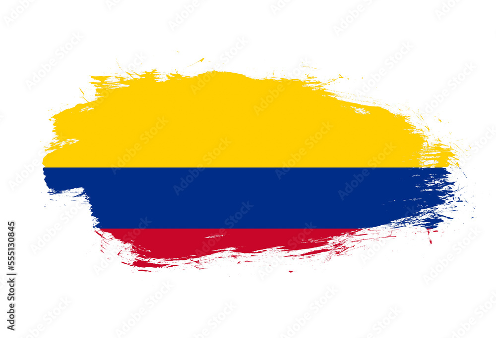 Naklejka premium Flag of colombia on white stroke brush background