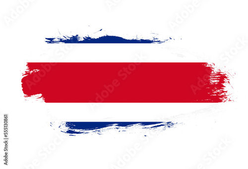 Flag of costa rica on white stroke brush background