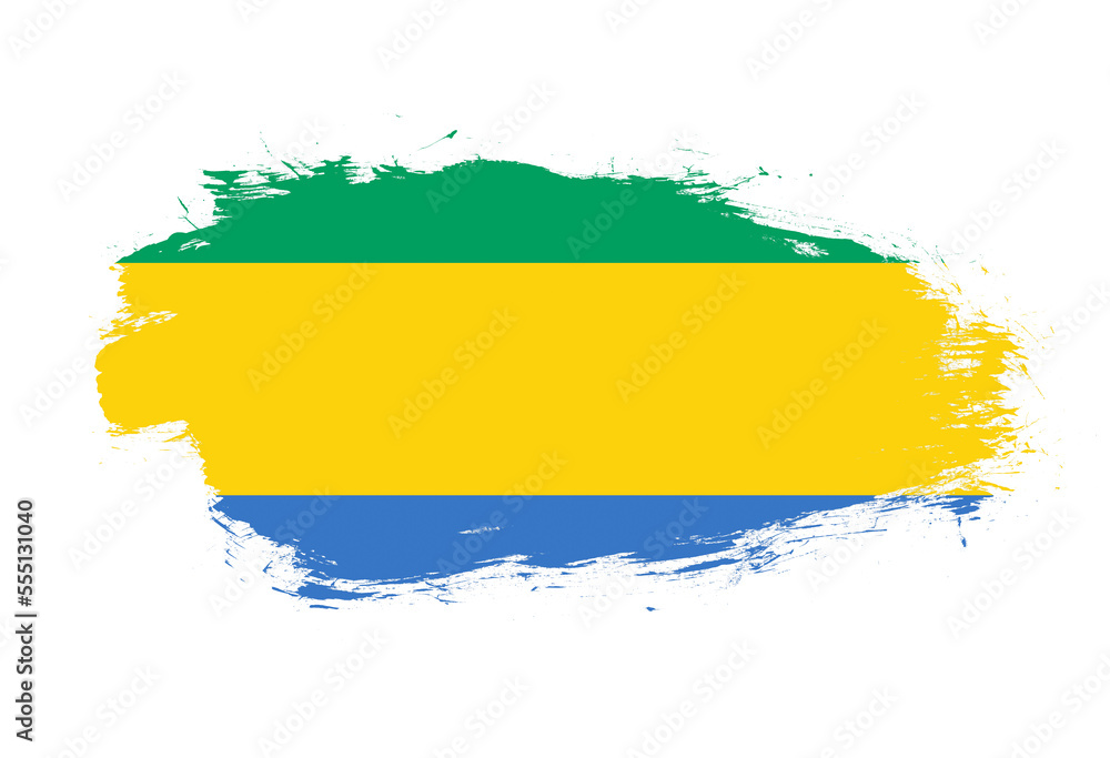 Flag of gabon on white stroke brush background Flag of gabon on white stroke brush background