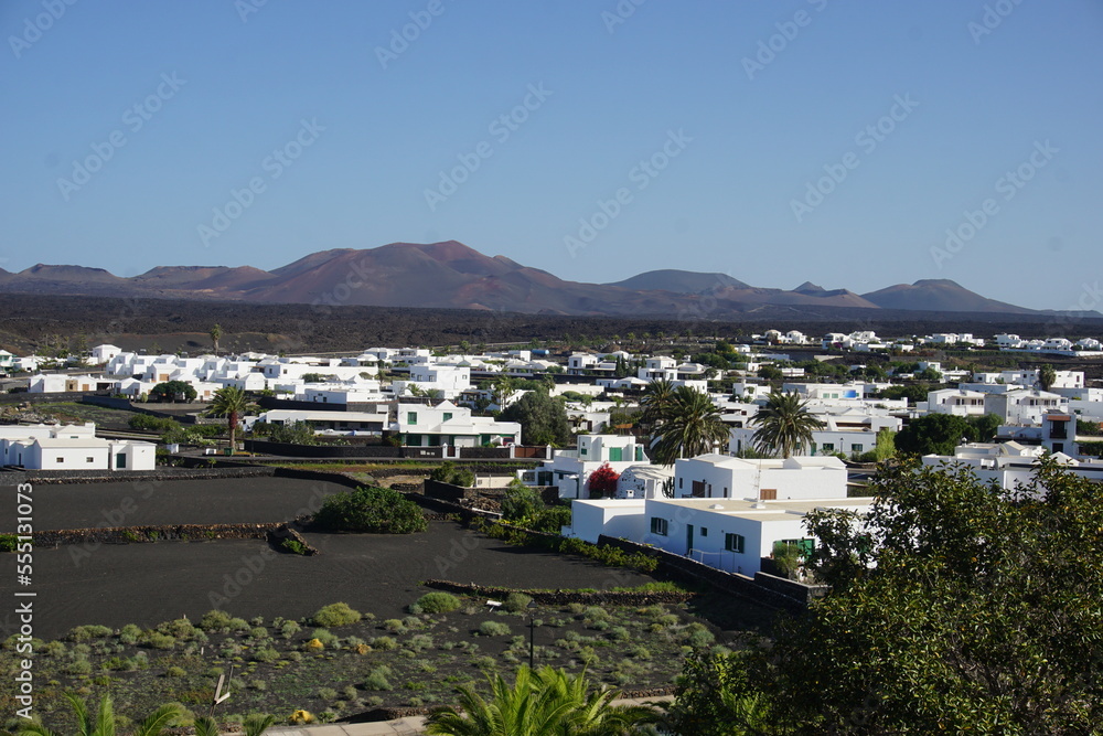 Views on the volcanoes, village of Yaiza, Lanzarote, November 2022, canary islands, spain