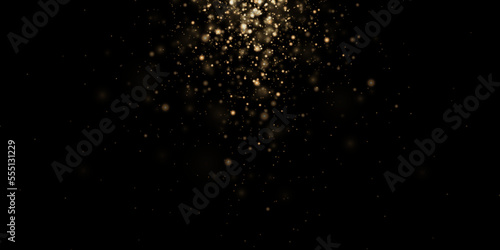 Christmas background. Magic shining gold dust. Fine, shiny dust bokeh particles fall off slightly. Fantastic shimmer effect. Vector illustrator.