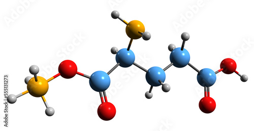  3D image of Monoammonium glutamate skeletal formula - molecular chemical structure of flavor enhancer isolated on white background
 photo