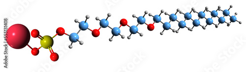 3D image of Sodium laureth sulfate skeletal formula - molecular chemical structure of Sodium lauryl ether sulphate isolated on white background
 photo