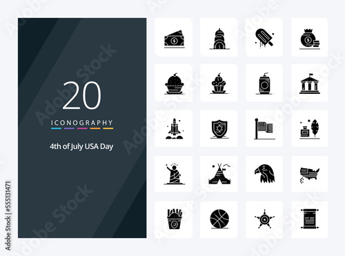 20 Usa Solid Glyph icon for presentation. Vector icons illustration