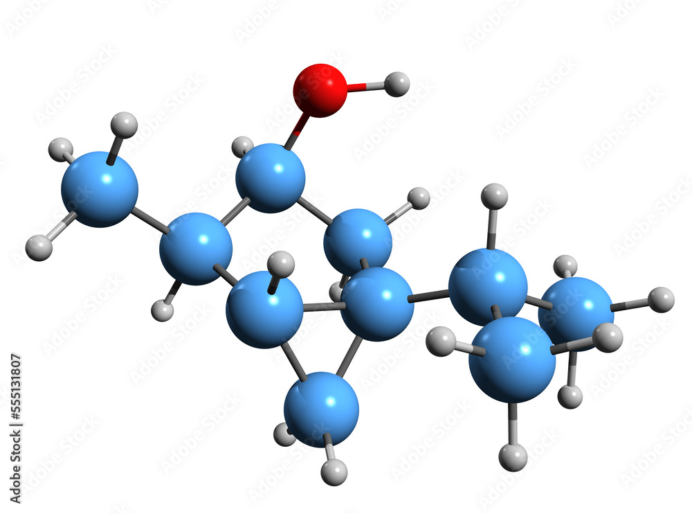 3D image of Thujanol skeletal formula - molecular chemical structure of Thujyl alcohol isolated on white background
3D image of Thujanol skeletal formula - molecular chemical structure of Thujyl alcohol isolated on white background