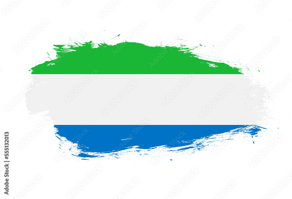 Flag of sierra leone on white stroke brush background