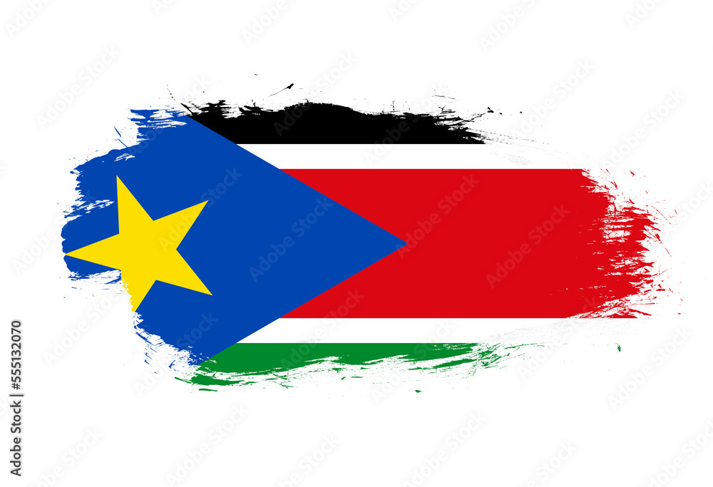 Flag of south sudan on white stroke brush background Flag of south sudan on white stroke brush background