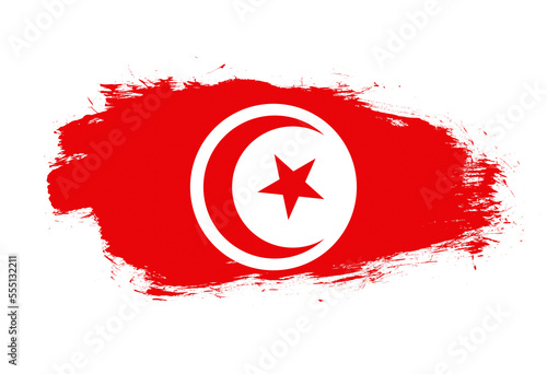 Flag of tunisia on white stroke brush background