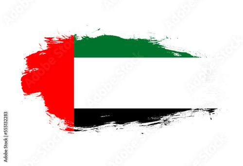 Flag of united arab emirates on white stroke brush background