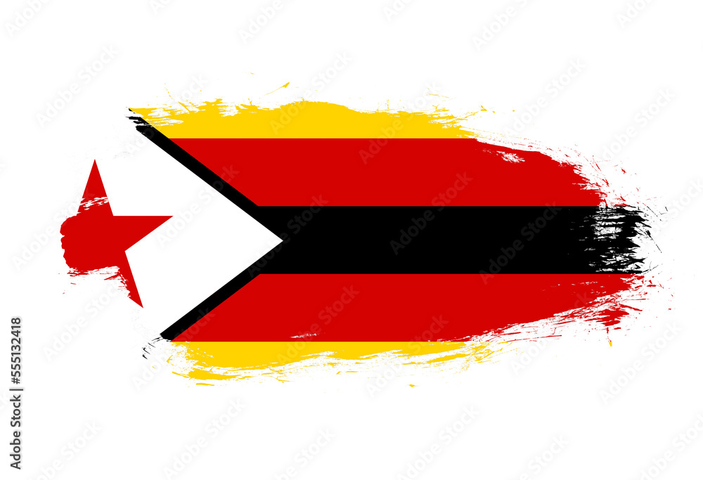 Flag of zimbabwe on white stroke brush background Flag of zimbabwe on white stroke brush background