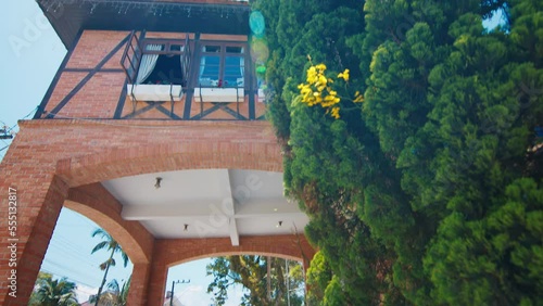 Town of Pomerode in Brazil. Main gate of Brazilian town of Pomerode during sunny day photo