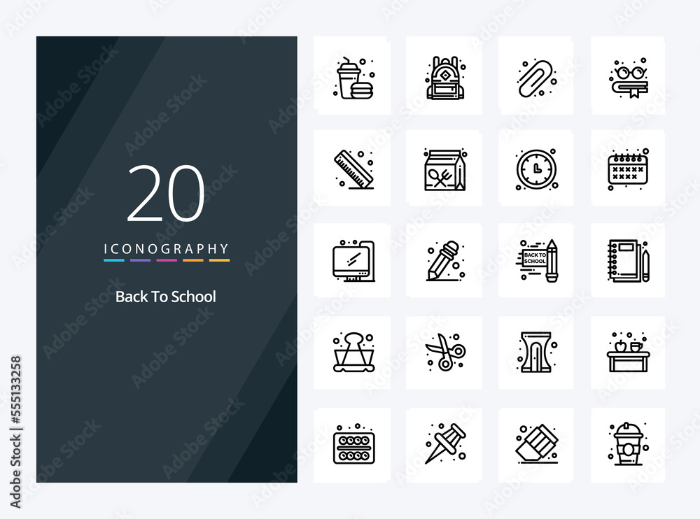 20 Back To School Outline icon for presentation