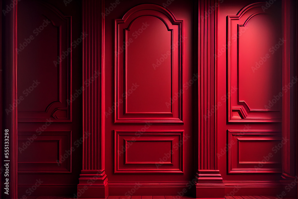 red lacquered wall with wainscoting ideal for backgrounds red lacquered wall with wainscoting ideal for backgrounds