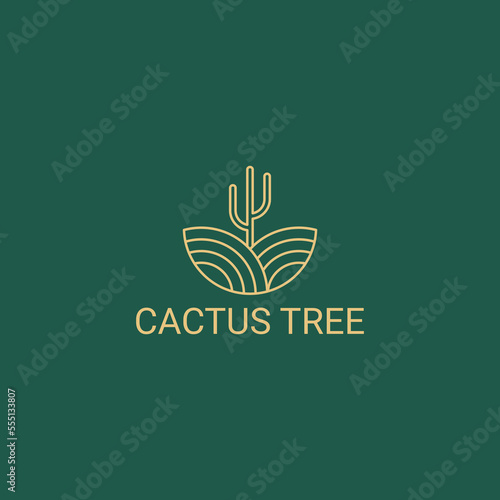 cactus tree minimalist and modern logo vector icon illustration