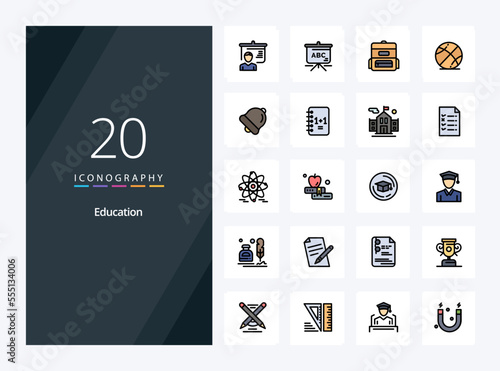 20 Education line Filled icon for presentation photo