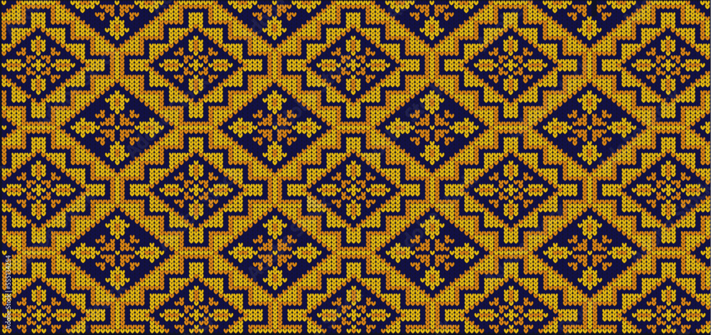 A pattern with a geometric pattern of blue-yellow color. Vector illustration