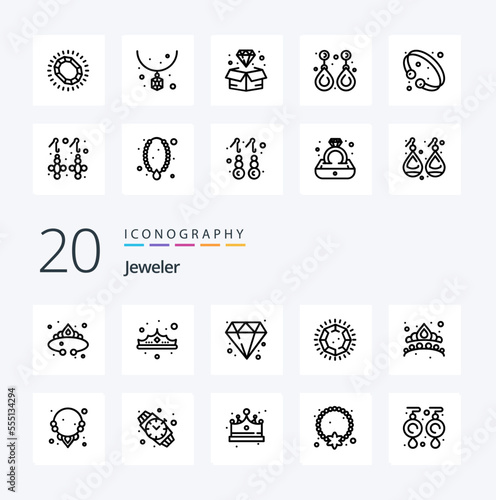 20 Jewellery Line icon Pack like gem jewel diamond jewelry crown