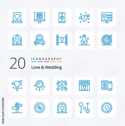 20 Love And Wedding Blue Color icon Pack like wedding love fund wedding