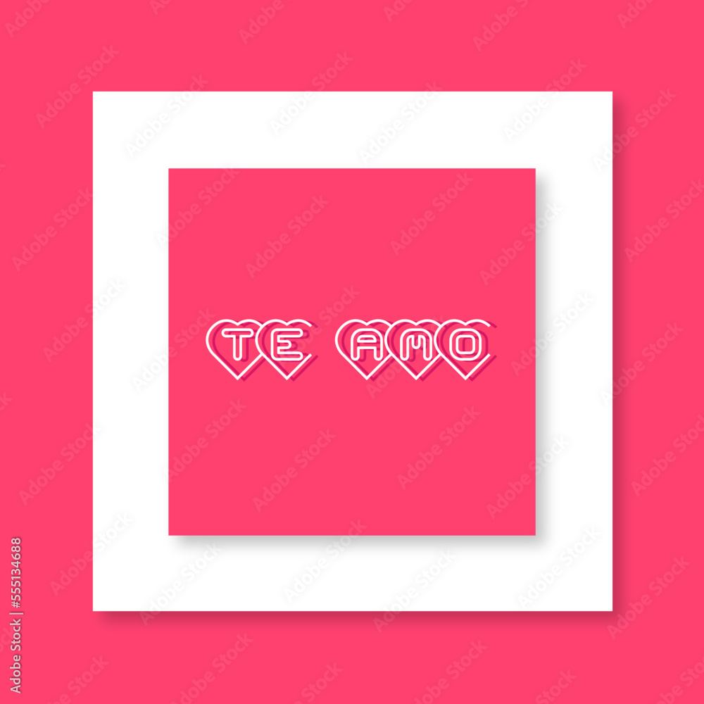 Vector cute hand drawn heart Te amo inscription Vector valentines day card. Cute valentines card with clouds. You are loved message. I love you card trendy style
