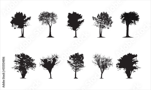 Tree collection silhouette  vector artwork  set