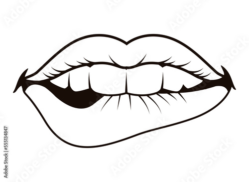 mouth biting her lip monochrome pop art