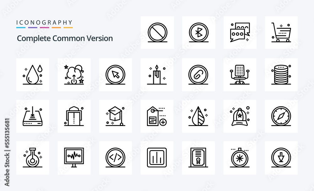 25 Complete Common Version Line icon pack