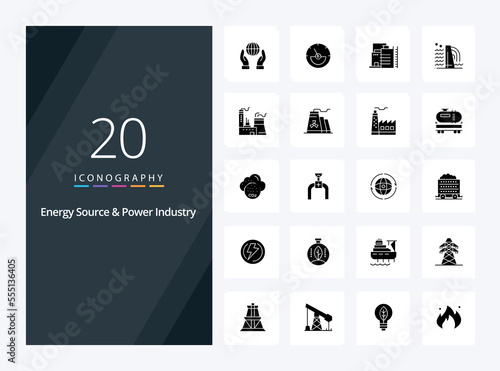 20 Energy Source And Power Industry Solid Glyph icon for presentation photo