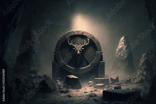 Skyrim's yngol barrow is an underground Norse grave. Generative AI